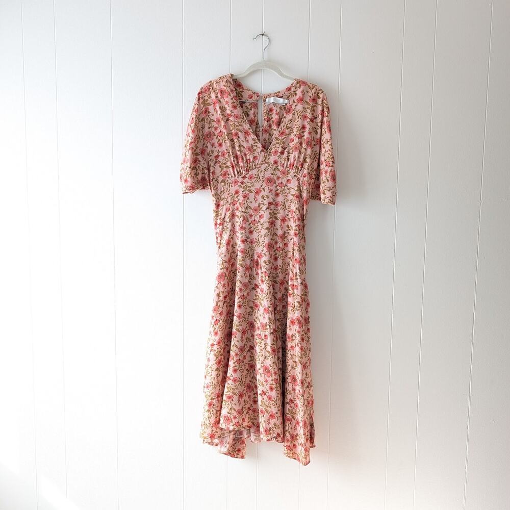 Astr Pink Floral Midi Dress